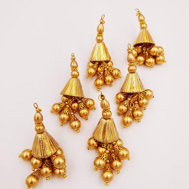 Handcrafted Gold Bead Tassels Latkan, Indian Latkans, Pearl Bell Tassels